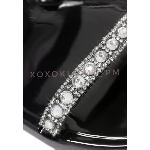 Black Jellies Rhinestone Embellished Sparkle Sandal Slides - Picture 7 of 10